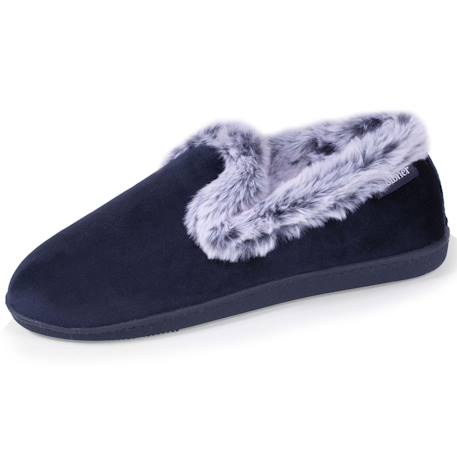 Chaussons charentaises détails fausse fourrure Marine+Tartan 1 - vertbaudet enfant 