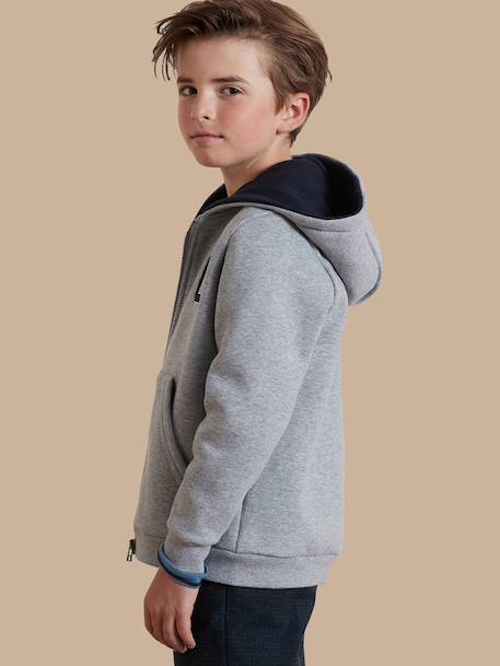 Sweat zippé à capuche garçon Gris chine+Marine 6 - vertbaudet enfant 