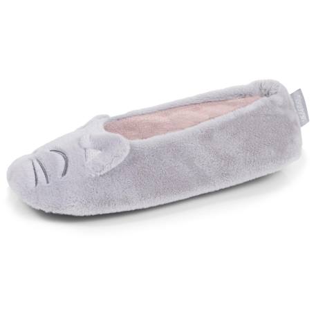 Chaussons ballerines imitation fourrure, semelle gomme ultra souple Gris+Rose 1 - vertbaudet enfant 