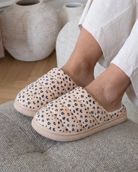 Chaussons mules microvelours semelle bloup extra confort Blush+Gris chiné+Léopard beige+Lilas 14 - vertbaudet enfant 