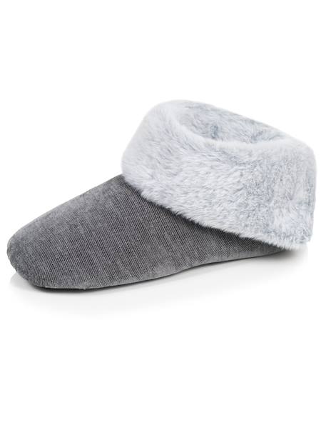 Chaussons bottillons sergé pailleté, semelle gomme ultra souple Gris foncé 6 - vertbaudet enfant 