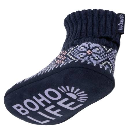 Chaussettes d'intérieur maille jacquard, picots antidérapants Jacquard marine 5 - vertbaudet enfant 