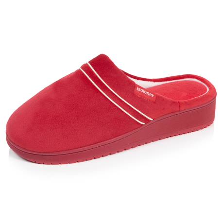 Chaussons mules microvelours mousse à mémoire forme talon 3,7 cm Noir+Rouge 7 - vertbaudet enfant 