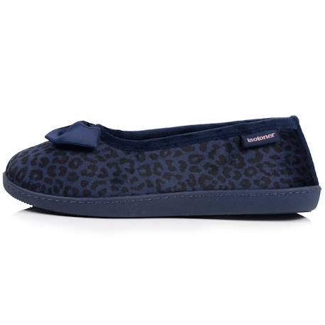 Chaussons ballerines microvelours semelle ergonomique, mousse à mémoire forme Léopard marine 4 - vertbaudet enfant 