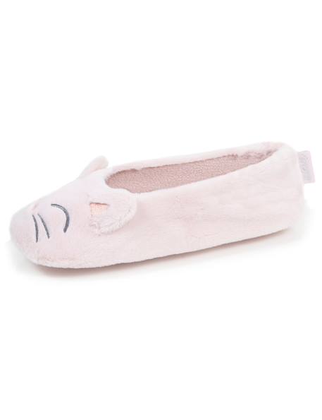 Chaussons ballerines imitation fourrure, semelle gomme ultra souple Gris+Rose 12 - vertbaudet enfant 