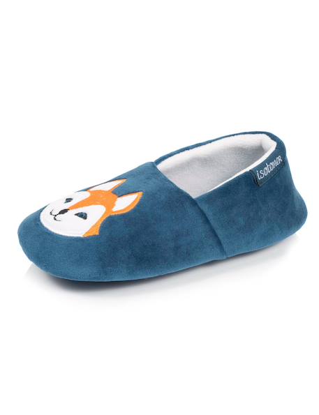 Chaussons mocassins microvelours, semelle gomme antidérapante Bleu canard 6 - vertbaudet enfant 