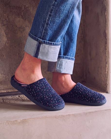 Chaussons mules microvelours semelle ergonomique, mousse à mémoire forme Marine+Noir+Rayures canard 2 - vertbaudet enfant 