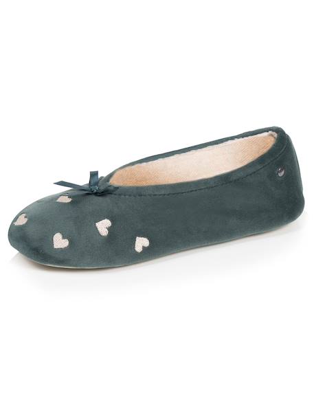 Chaussons ballerines ultra confortables, semelle en cuir, détail grand nœud Bleu canard+Bleu canardfleurs+Girafe+Gris chiné clair+Ivoire+Rayure marinière+Rayuresbleues+Rouge+Sauge+Sauge/crème+Vert d'eau 59 - vertbaudet enfant 