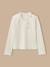 T-shirt fille col montant brodé - coton biologique Ecru 1 - vertbaudet enfant 