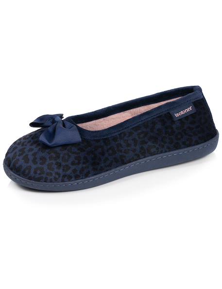 Chaussons ballerines microvelours semelle ergonomique, mousse à mémoire forme Léopard marine 6 - vertbaudet enfant 