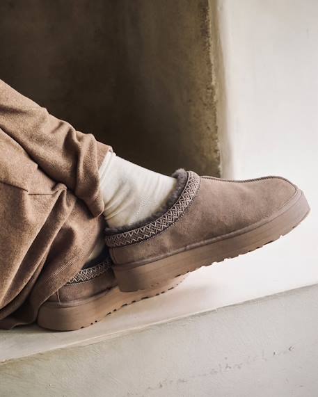 Chaussons mules suédine semelle plateforme Beige+Léopard camel+Taupe 14 - vertbaudet enfant 