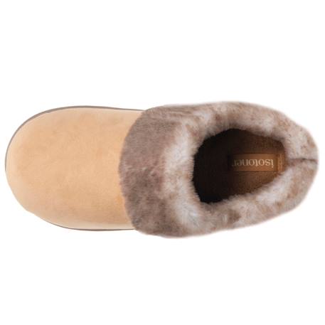 Chaussons mules microvelours semelle bloup extra confort Camel+Fuchsia 3 - vertbaudet enfant 