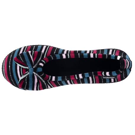 Chaussons ballerines microvelours semelle ergonomique, mousse à mémoire forme Noir+Rayures canard+Rouge 9 - vertbaudet enfant 