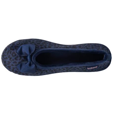 Chaussons ballerines microvelours semelle ergonomique, mousse à mémoire forme Léopard marine 3 - vertbaudet enfant 