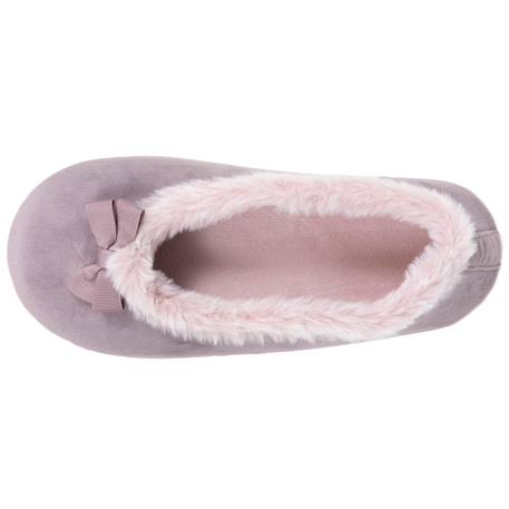 Chaussons ballerines microvelours, semelle gomme ultra souple Taupe 3 - vertbaudet enfant 