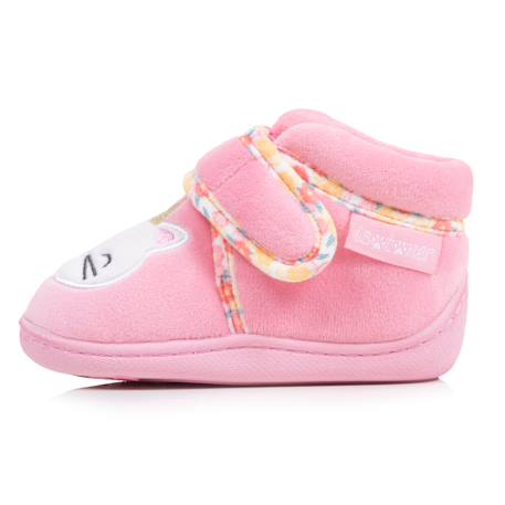 Chaussons bottillons microvelours maintien renforcé, fermeture scratch, simple à enfiler Rose 3 - vertbaudet enfant 