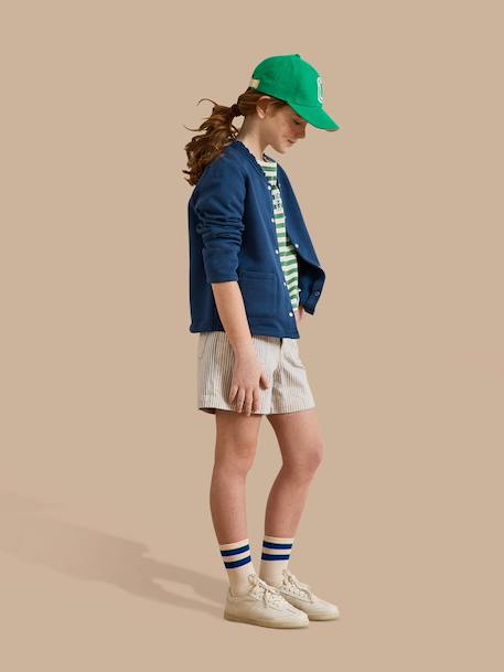 Gilet fille en molleton - coton biologique Cerise+Marine+Vert anglais 10 - vertbaudet enfant 