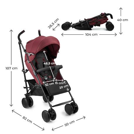 Poussette SIESTA 2 pliage canne jusqu’à 22 kg, légère 7,9 kg, repose-pieds réglable, capote ventilée Gris+Noir+Rouge 18 - vertbaudet enfant 