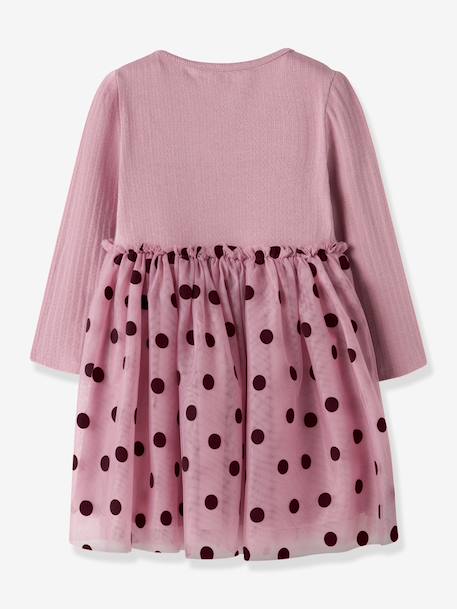 Robe fille en matières mélangées, jupe en tulle à pois name it mauve 2 - vertbaudet enfant 