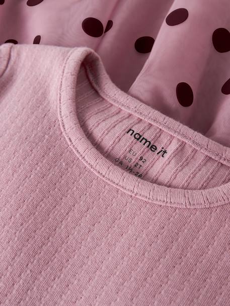 Robe fille en matières mélangées, jupe en tulle à pois name it mauve 3 - vertbaudet enfant 