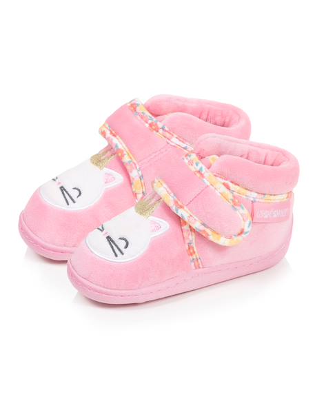 Chaussons bottillons microvelours maintien renforcé, fermeture scratch, simple à enfiler Rose 6 - vertbaudet enfant 