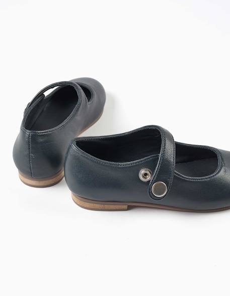 Ballerines style mary jane en cuir Bleu 4 - vertbaudet enfant 