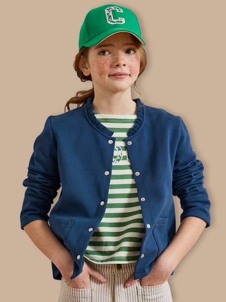 Gilet fille en molleton - coton biologique Cerise+Marine+Vert anglais 11 - vertbaudet enfant 