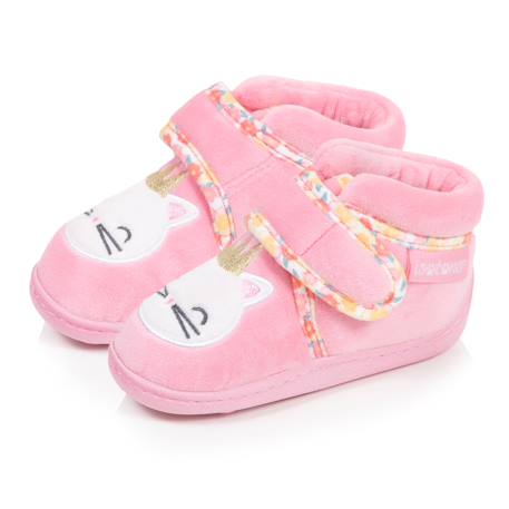Chaussons bottillons microvelours maintien renforcé, fermeture scratch, simple à enfiler Rose 1 - vertbaudet enfant 