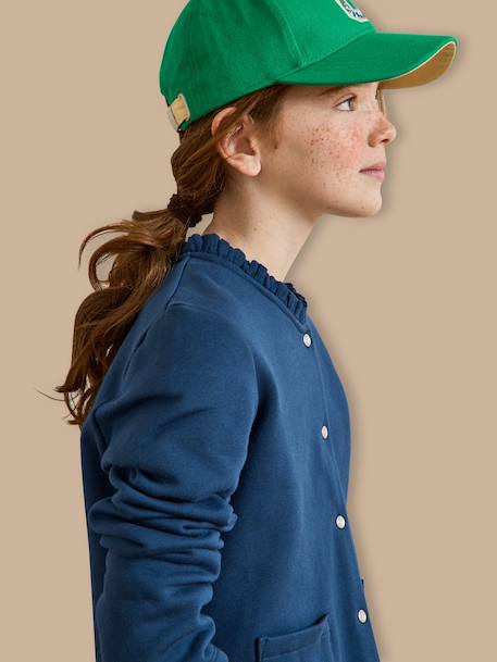 Gilet fille en molleton - coton biologique Cerise+Marine+Vert anglais 8 - vertbaudet enfant 