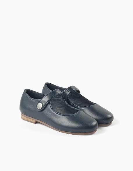 Ballerines style mary jane en cuir Bleu 2 - vertbaudet enfant 