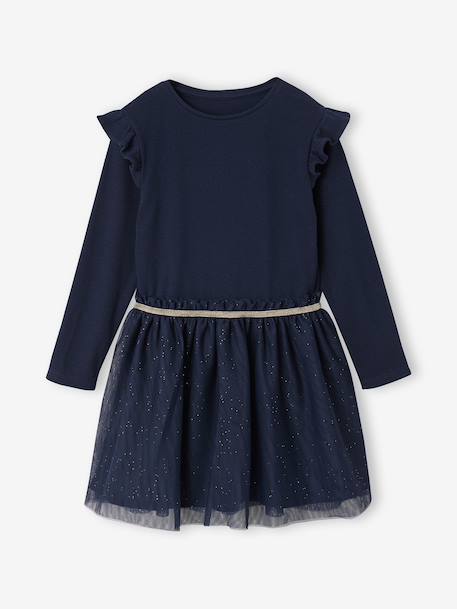 Robe Noël bi-matière jupon en tulle fille écru+marine 9 - vertbaudet enfant 