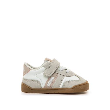 Sneakers filles synthétique fermeture adhésive barefoot Blanc_rose+Pink 1 - vertbaudet enfant 