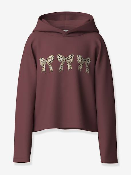 Sweat à capuche avec inscription fille name it bois de rose+chocolat 1 - vertbaudet enfant 