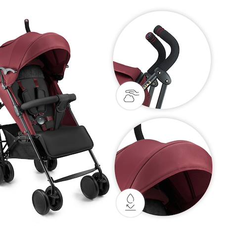 Poussette SIESTA 2 pliage canne jusqu’à 22 kg, légère 7,9 kg, repose-pieds réglable, capote ventilée Gris+Noir+Rouge 15 - vertbaudet enfant 