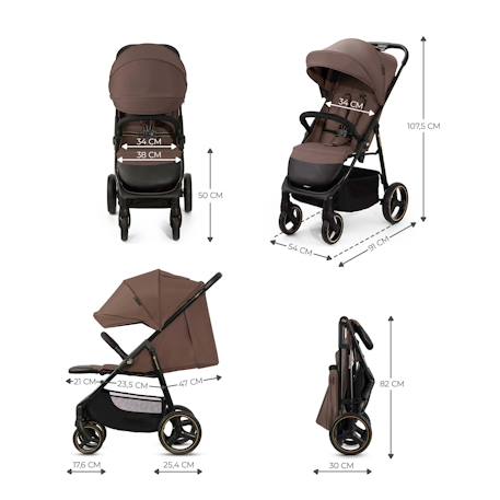 Poussette TRIG 3 Pliable d’Une Main jusqu’à 25 kg avec Dossier Allongé, Grandes Roues et Capote Imperméable Beige+Gris+Marron+Noir 18 - vertbaudet enfant 