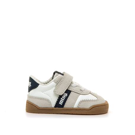 Sneakers garçon synthétique fermeture adhésive barefoot Blanc_marine+Kaky+Marine_orange 1 - vertbaudet enfant 