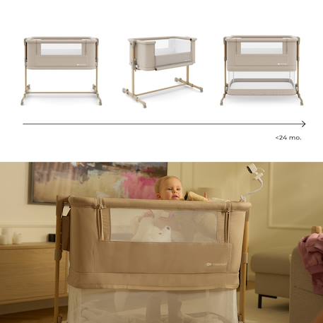 Lit bébé NESTEE GROW 2 3 en 1 évolutif avec matelas, cododo, 5 niveaux, pieds télescopiques beige Beige 3 - vertbaudet enfant 