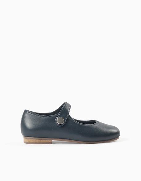 Ballerines style mary jane en cuir Bleu 1 - vertbaudet enfant 