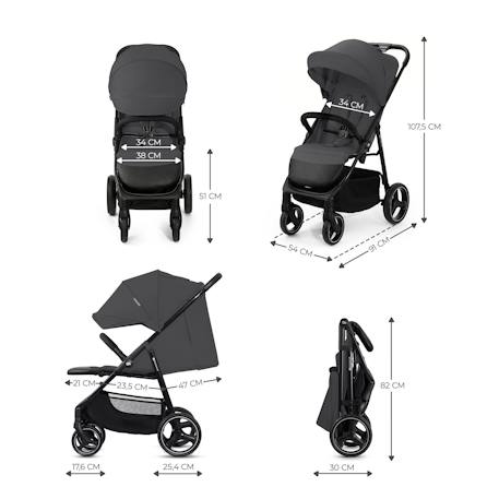 Poussette TRIG 3 Pliable d’Une Main jusqu’à 25 kg avec Dossier Allongé, Grandes Roues et Capote Imperméable Beige+Gris+Marron+Noir 12 - vertbaudet enfant 