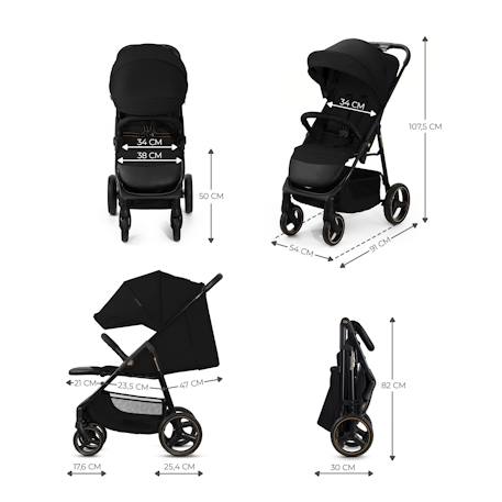 Poussette TRIG 3 Pliable d’Une Main jusqu’à 25 kg avec Dossier Allongé, Grandes Roues et Capote Imperméable Beige+Gris+Marron+Noir 24 - vertbaudet enfant 