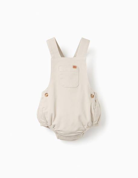 Combinaison en sergé avec poche à l'avant Beige clair 1 - vertbaudet enfant 