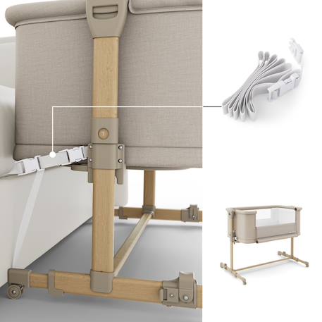 Lit bébé NESTEE GROW 2 3 en 1 évolutif avec matelas, cododo, 5 niveaux, pieds télescopiques beige Beige 4 - vertbaudet enfant 