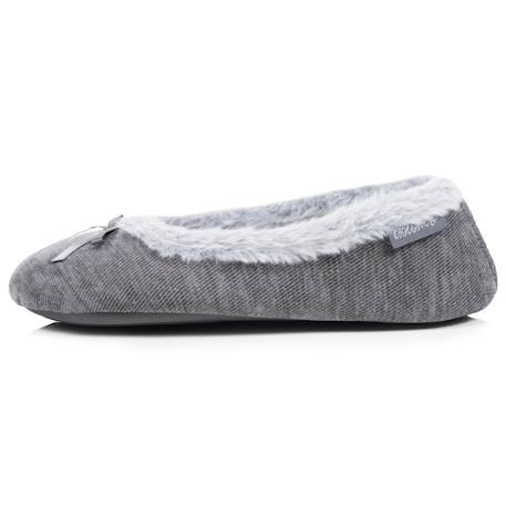 Chaussons ballerines sergé pailleté, semelle gomme ultra souple Gris foncé 4 - vertbaudet enfant 
