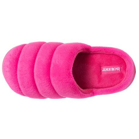 Chaussons mules microvelours semelle bloup extra confort Camel+Fuchsia 9 - vertbaudet enfant 