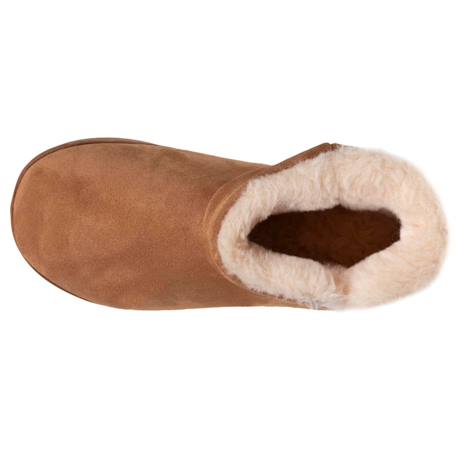 Chaussons bottillons dessus en cuir, semelle plateforme Camel+Kaki 3 - vertbaudet enfant 
