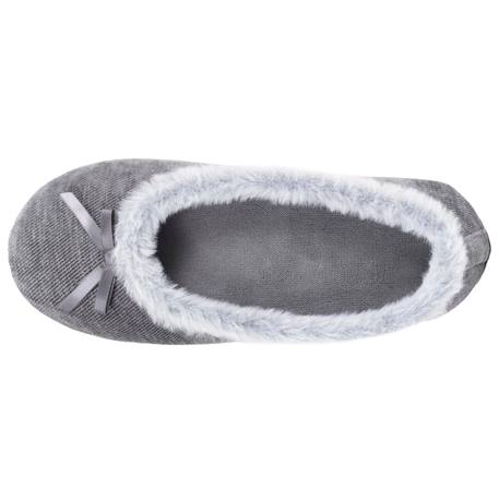 Chaussons ballerines sergé pailleté, semelle gomme ultra souple Gris foncé 3 - vertbaudet enfant 