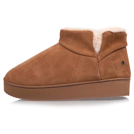 Chaussons bottillons dessus en cuir, semelle plateforme Camel+Kaki 4 - vertbaudet enfant 