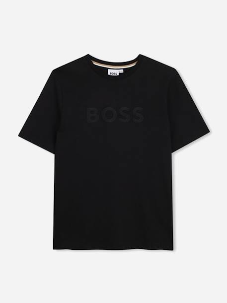 T-shirt  garçon col rond Bleu cargo+Noir 4 - vertbaudet enfant 