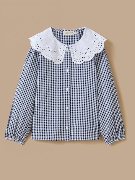 Chemise imprimée vichy fille Carreaux bleu 1 - vertbaudet enfant 
