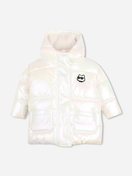 Blouson fille à capuche Blanc irisé 1 - vertbaudet enfant 